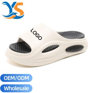 Bulk Two-Tone EVA Sport Slippers, Hollow Thick Platform Contrast Color Slide Wholesale Supply