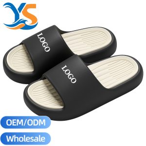 Bulk Two-Tone EVA Slippers, Thick Platform Contrast Color Slide Wholesale Supply