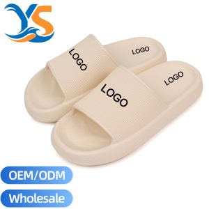 Wholesale Ultra Soft Thick Platform EVA Slides, Vertical Texture Custom Indoor Slippers