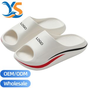 Bulk Striped Decor EVA Sport Slippers, Solid Thick Platform Casual Slide Wholesale Supply