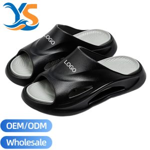 Bulk Side Cutout Contrast Color EVA Sport Slippers, Solid Thick Platform Slides With Detachable Insole Wholesale Supply
