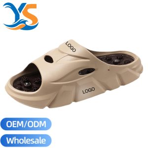 Bulk Hollow Out EVA Massage Sport Slippers, Thick Platform Slides With Hard Massage Stud Insole Wholesale Supply