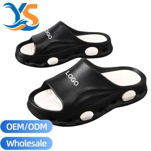 Bulk Contrast Color Decor EVA Sport Slippers, Solid Thick Platform Slides With Integrated Insole Wholesale Supply